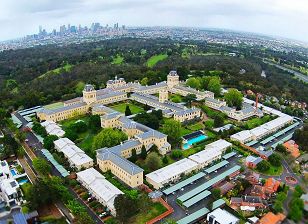 Aerial view of Willsmere with Melbourne CBD on the horizon