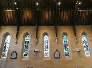 3 stained glass windows.