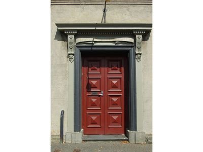 Dorcas St Door with Masonic Symbols. Photo: Selby Markham.