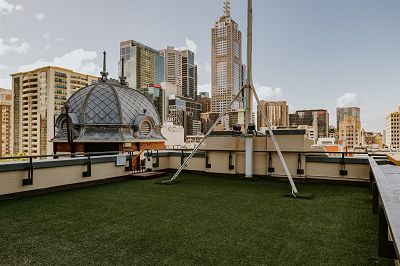View from the level 5 rooftop space at the Queen Victoria Women's Centre.