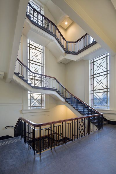 Internal staircase with feature windows